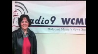 From 4/8/13. Deb King, Executive Director Brunswick Downtown Association feeds Radio 9 WCME Midcoast Morning Buzz duo Richard Kazimer & Jim Bleikamp a heaping helping of Eat Brunswick Week information.